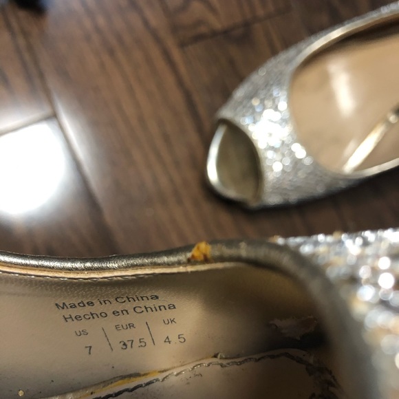 Aldo sparkly peep toe platform heeled shoe, gold - Picture 3 of 5
